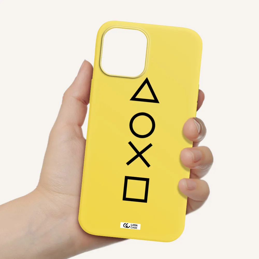 a black and white symbol Apple iPhone 12 pro max Silicone canary yellow Case