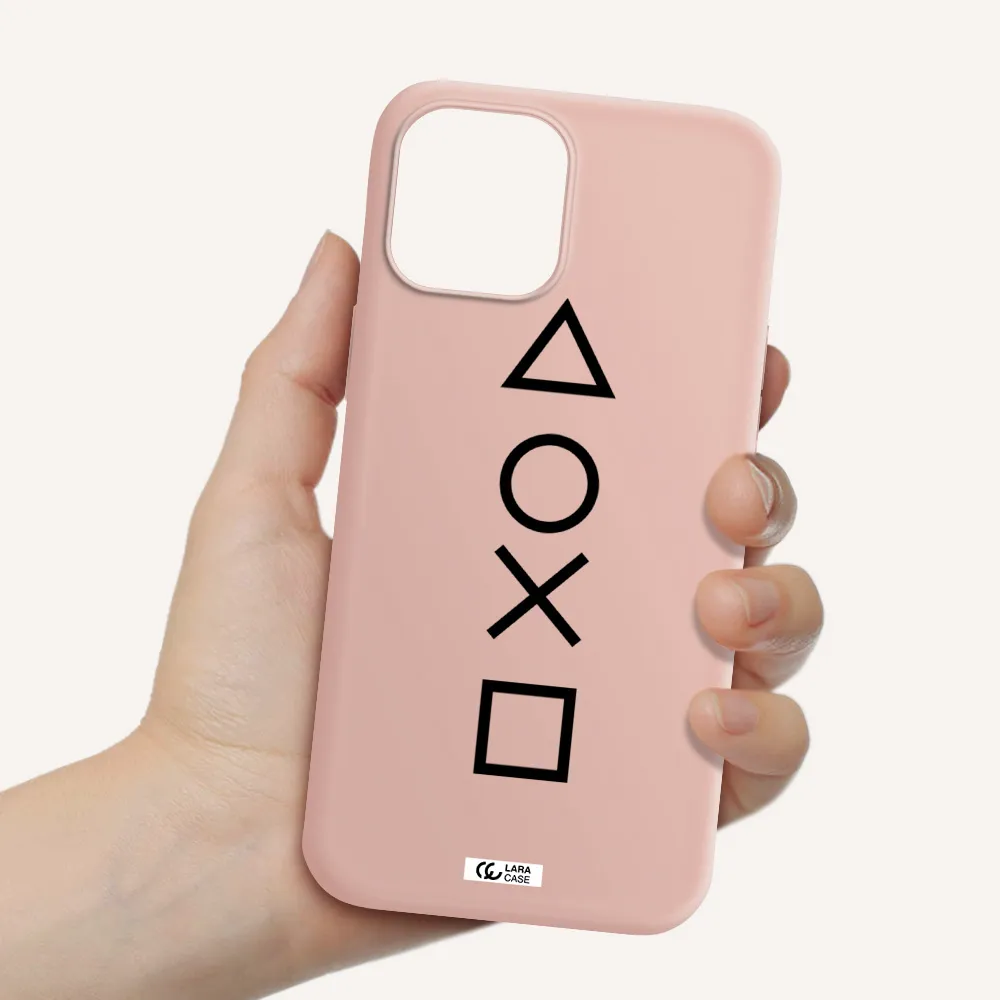 a black and white symbol Apple iPhone 12 pro max Silicone pastel pink Case