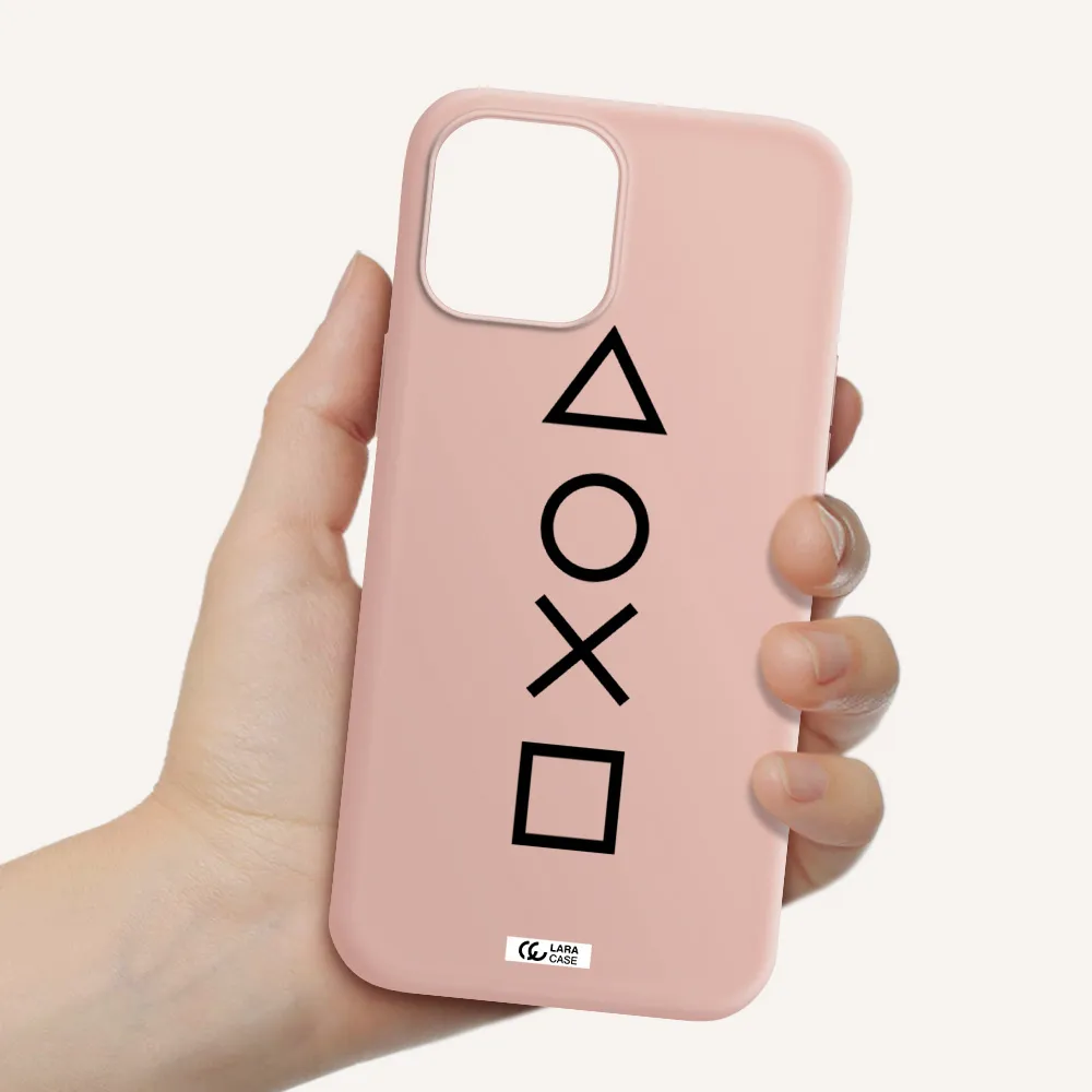 a black and white symbol Apple iPhone 12 pro Silicone pastel pink Case