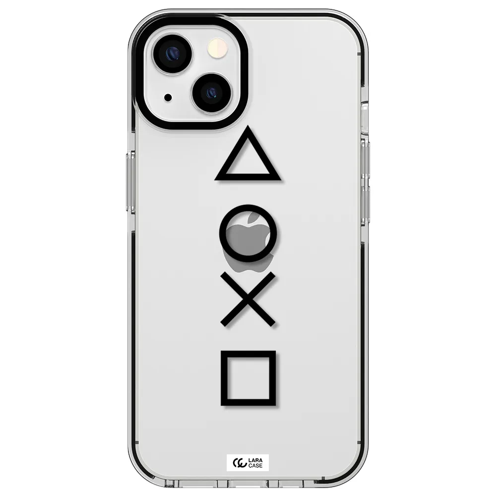 a black and white symbol Apple iPhone 13 impact black border Case