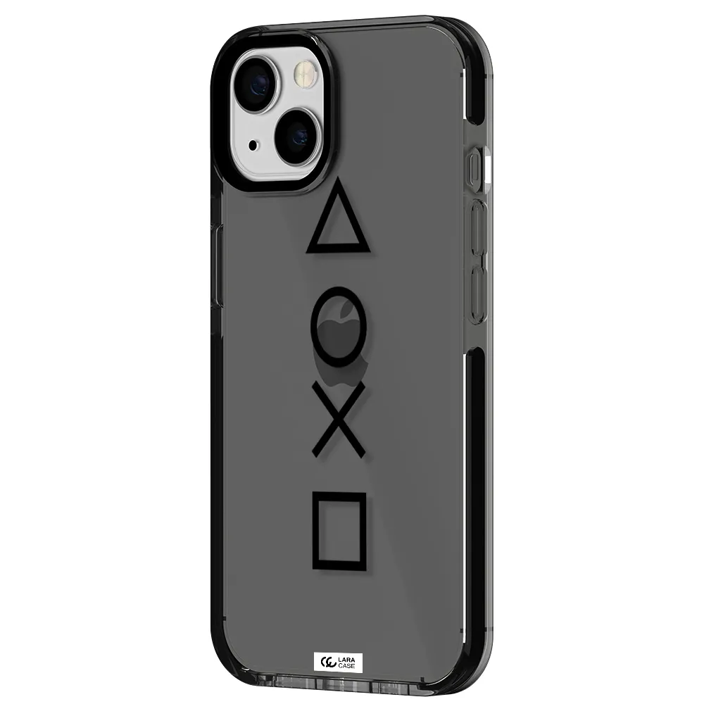 a black and white symbol Apple iPhone 13 impact Smoke Black Case