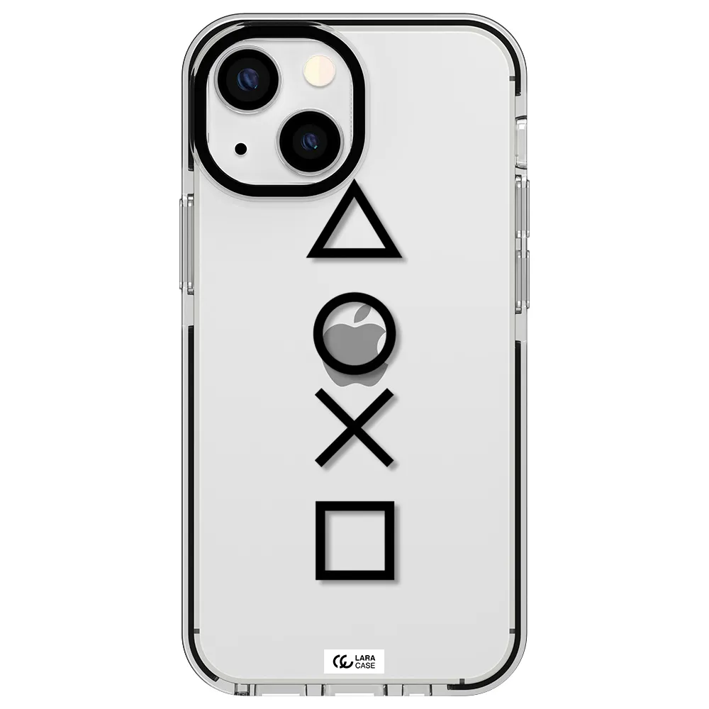 a black and white symbol Apple iPhone 13 mini impact black border Case