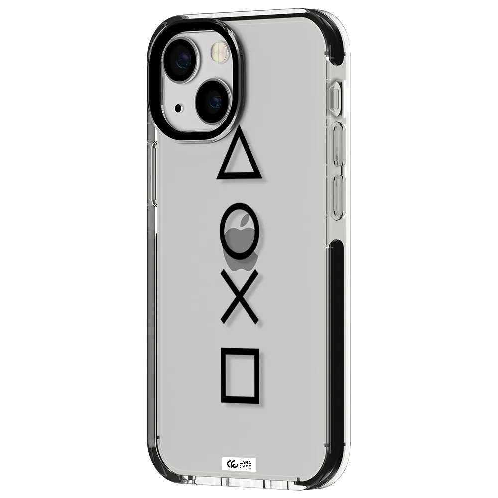 a black and white symbol Apple iPhone 13 mini impact black border Case