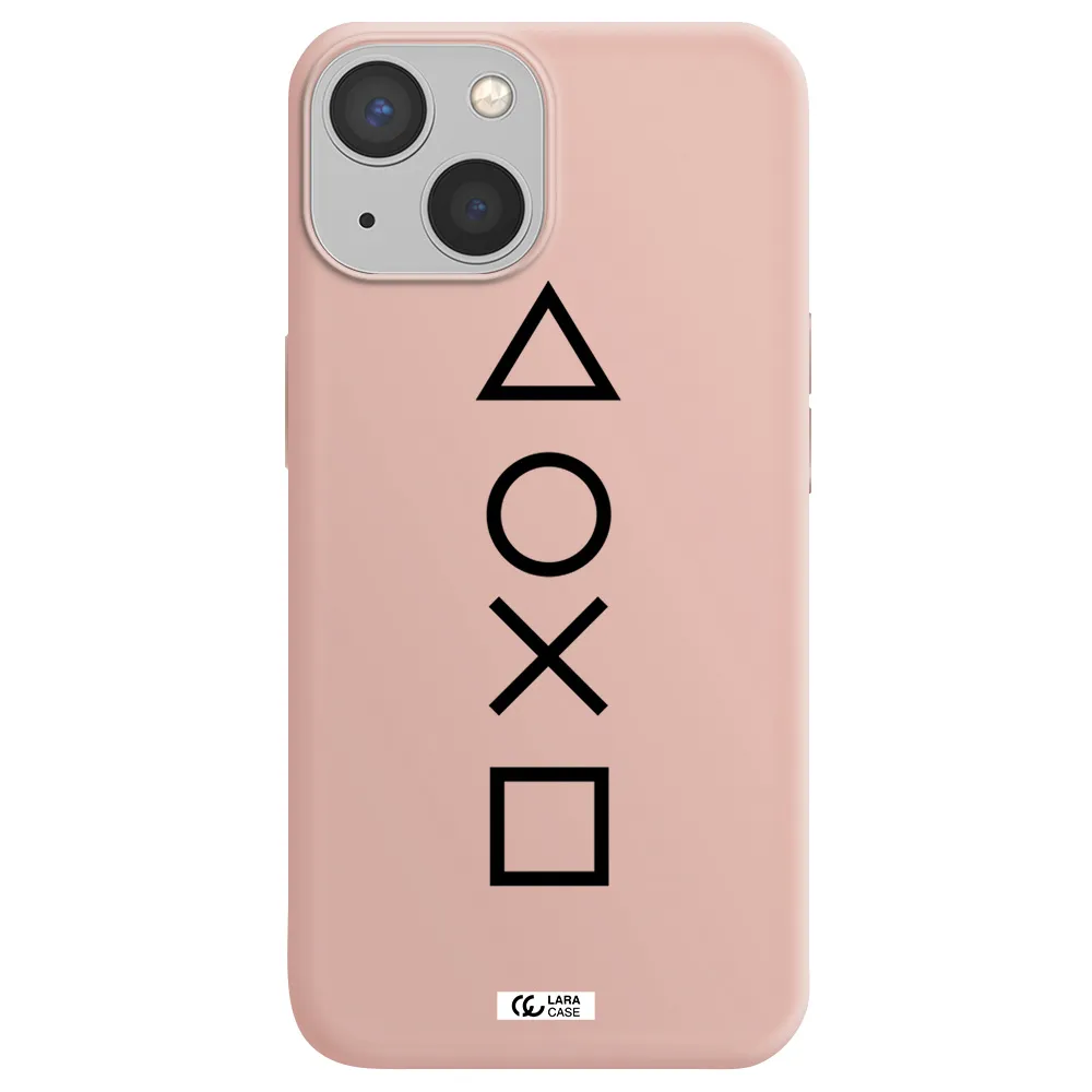 a black and white symbol Apple iPhone 13 mini Silicone pastel pink Case