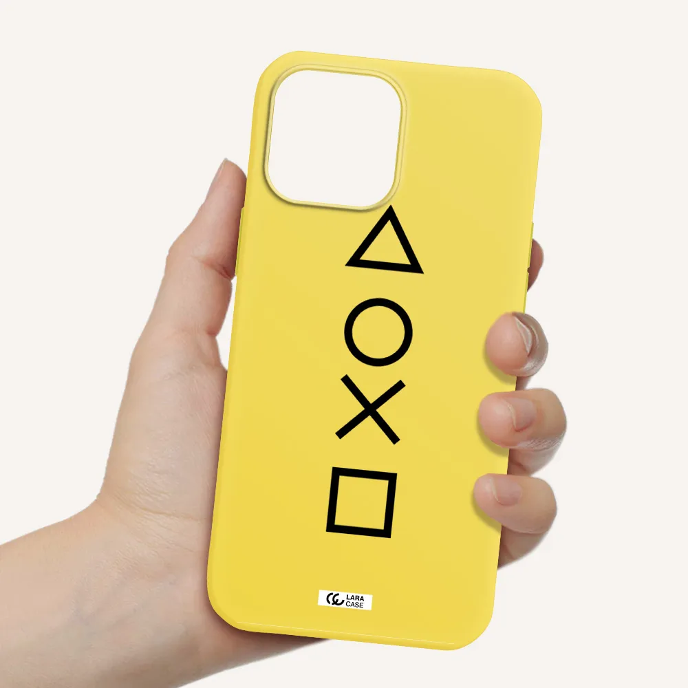 a black and white symbol Apple iPhone 13 Pro Silicone canary yellow Case