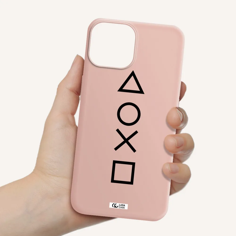 a black and white symbol Apple iPhone 13 Silicone pastel pink Case