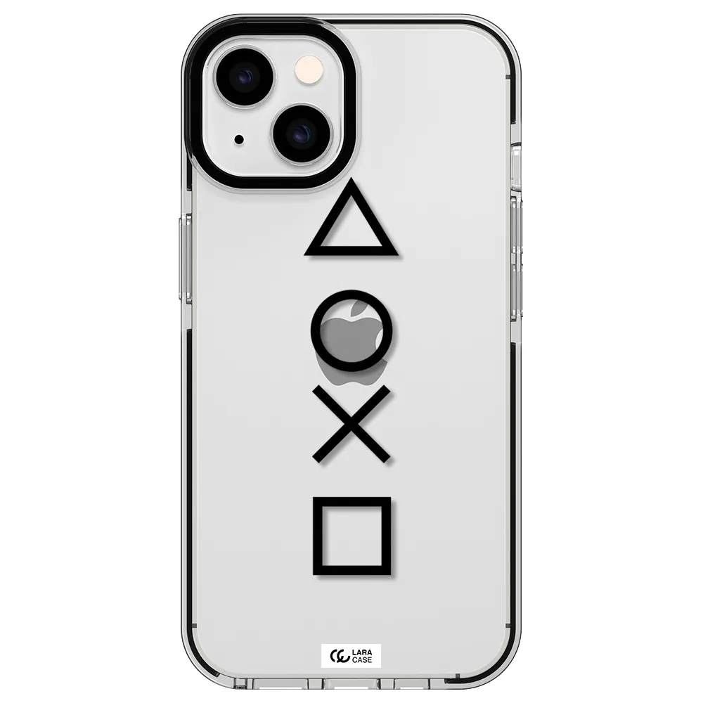 a black and white symbol Apple iPhone 14 impact black border Case