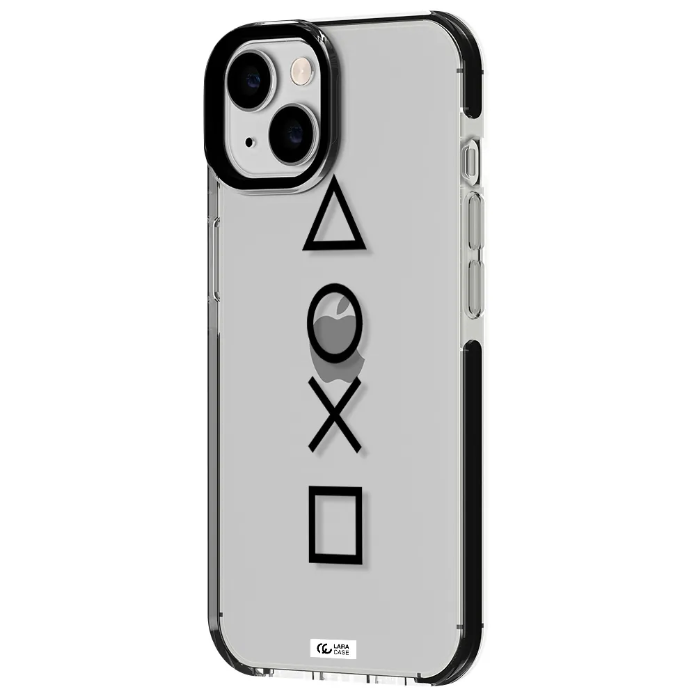 a black and white symbol Apple iPhone 14 impact black border Case