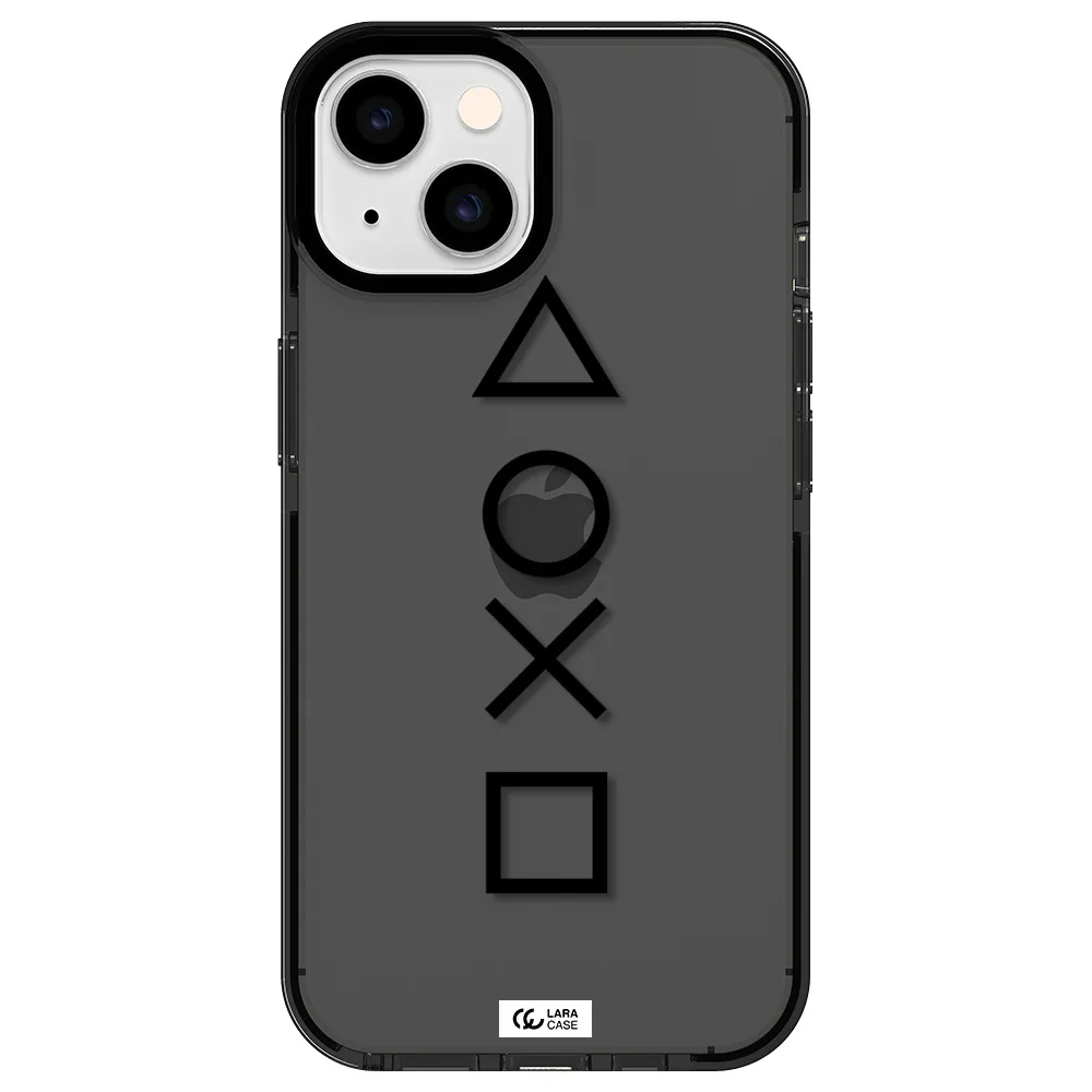 a black and white symbol Apple iPhone 14 impact Smoke Black Case