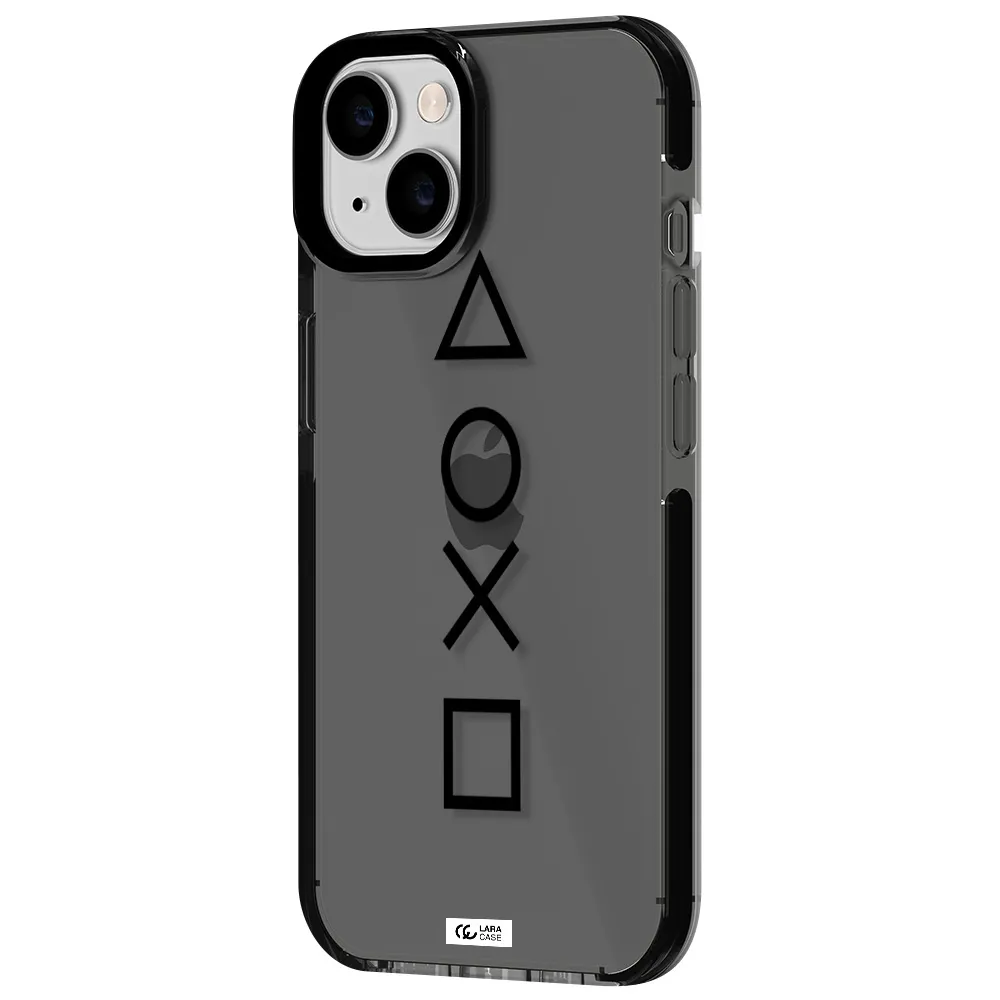 a black and white symbol Apple iPhone 14 impact Smoke Black Case