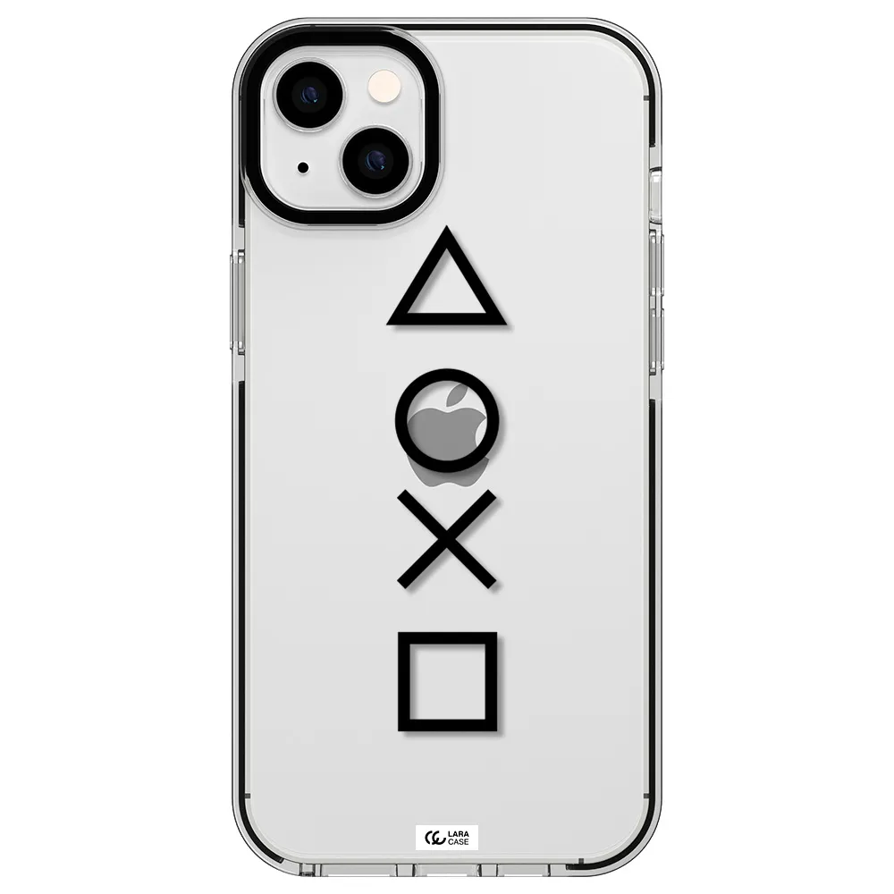 a black and white symbol Apple iPhone 14 plus impact black border Case