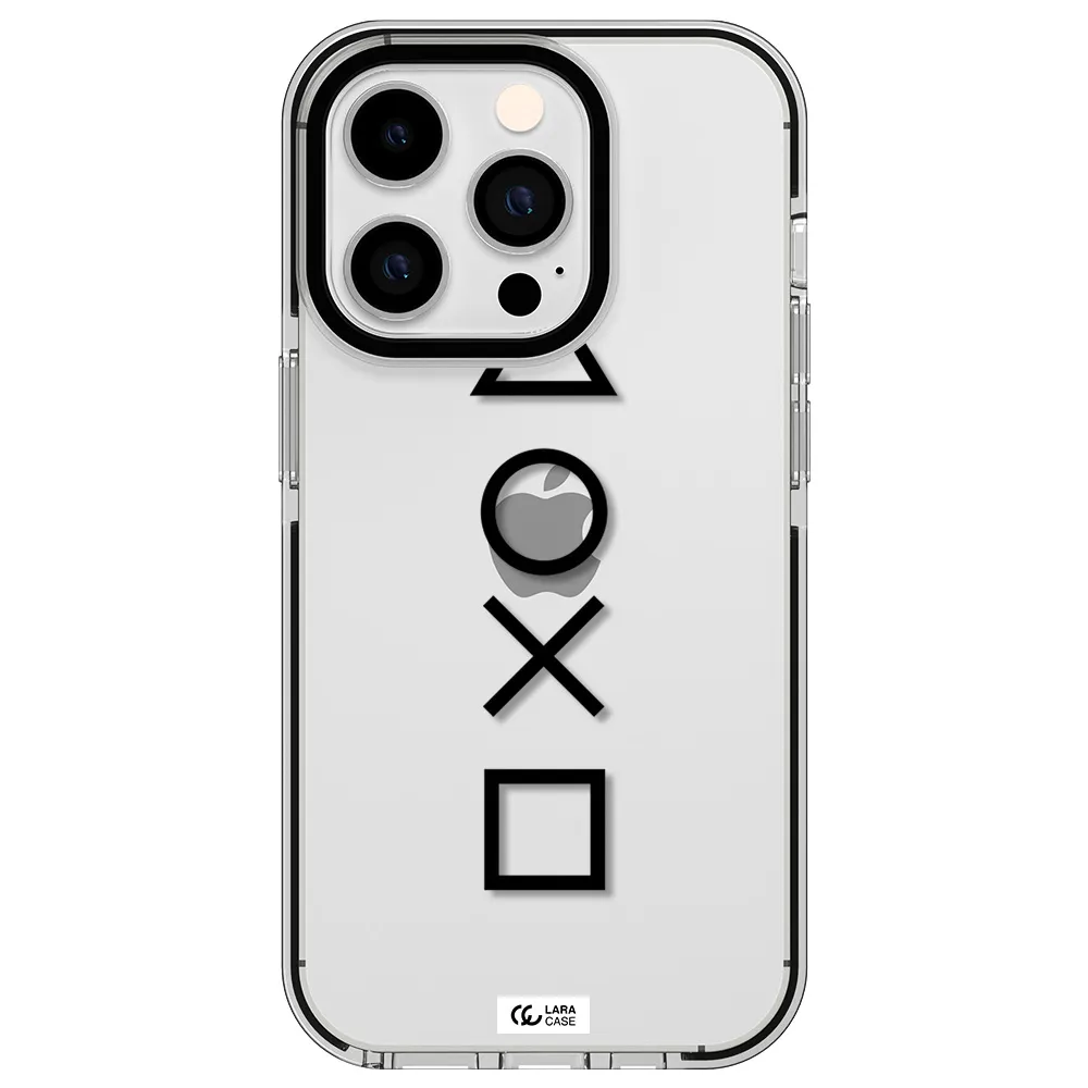 a black and white symbol Apple iPhone 14 pro impact black border Case