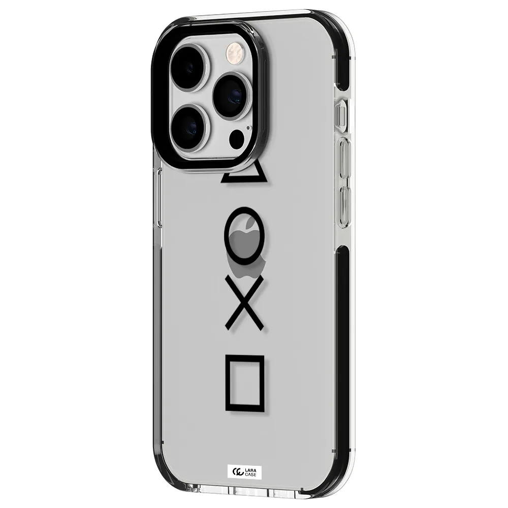a black and white symbol Apple iPhone 14 pro impact black border Case