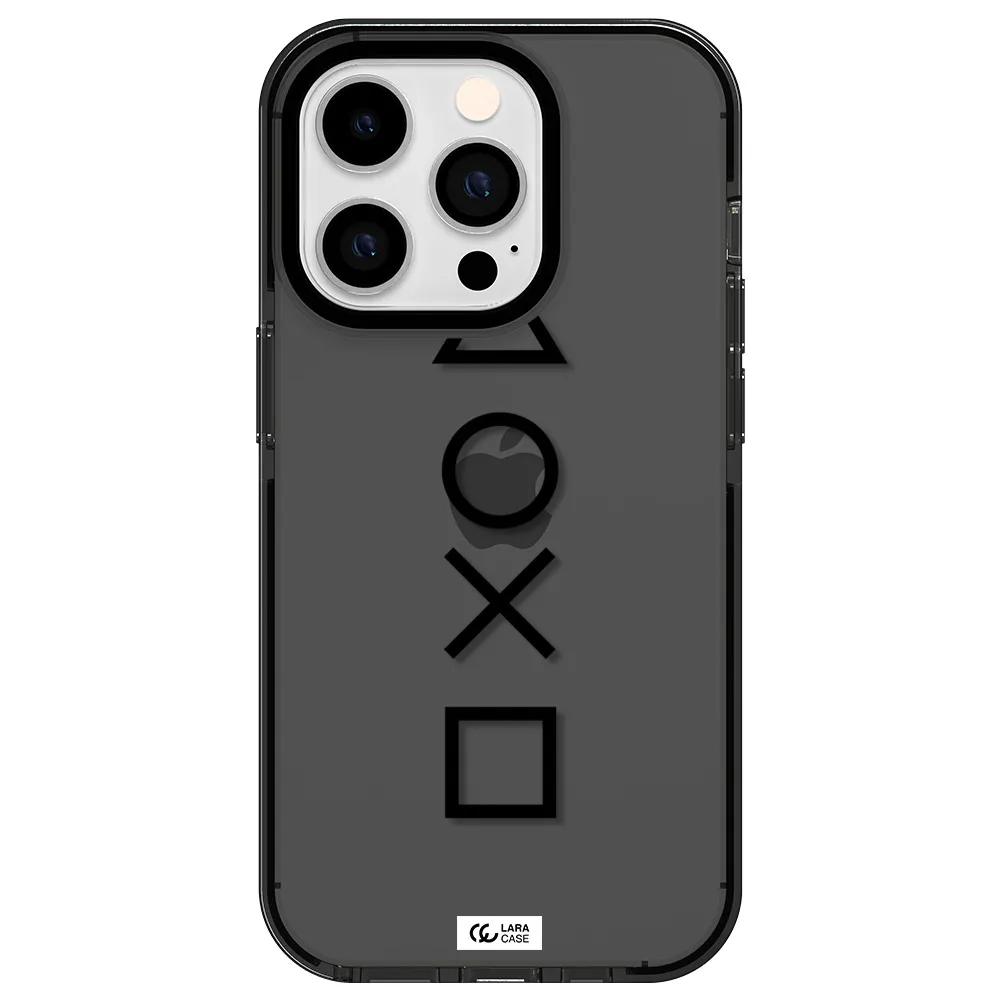 a black and white symbol Apple iPhone 14 pro impact Smoke Black Case