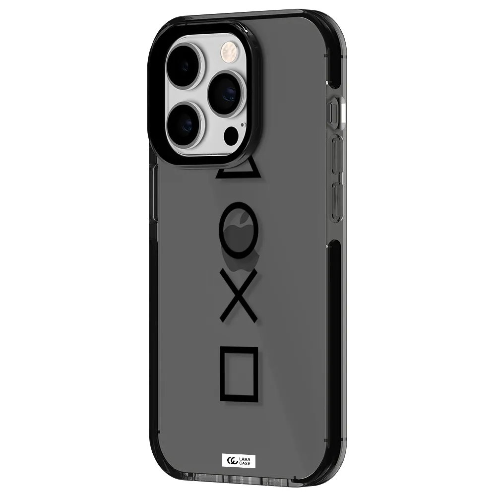 a black and white symbol Apple iPhone 14 pro impact Smoke Black Case