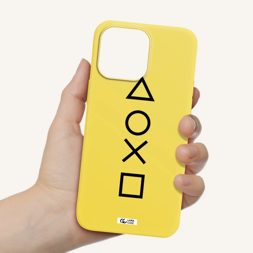 a black and white symbol Apple iPhone 14 pro max Silicone canary yellow Case