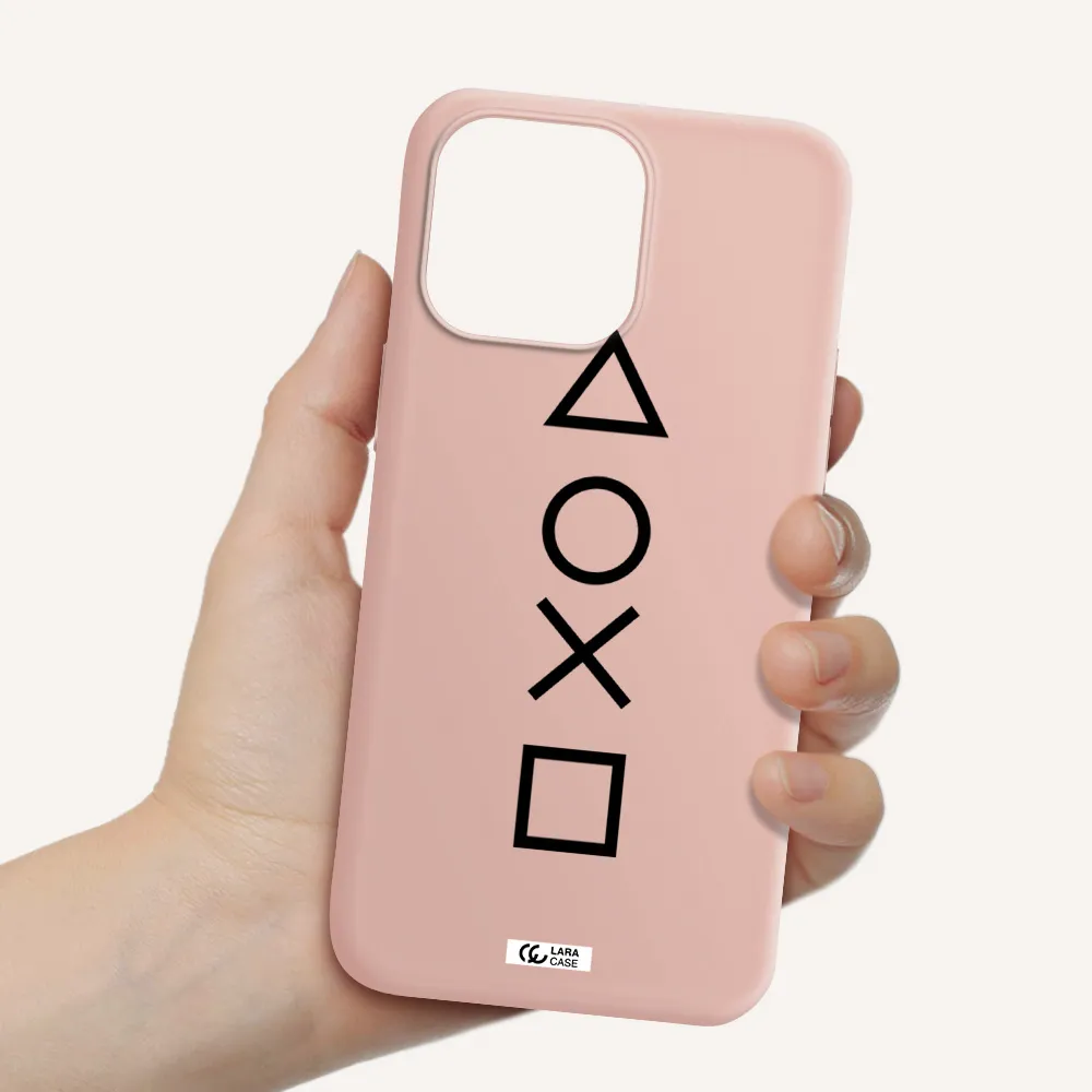 a black and white symbol Apple iPhone 14 pro Silicone pastel pink Case