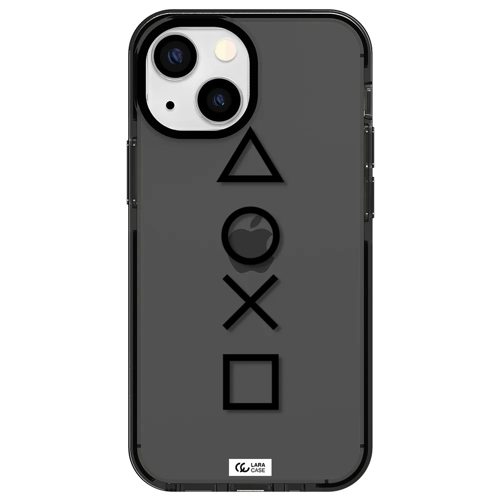 a black and white symbol Apple iPhone 15 impact Smoke Black Case