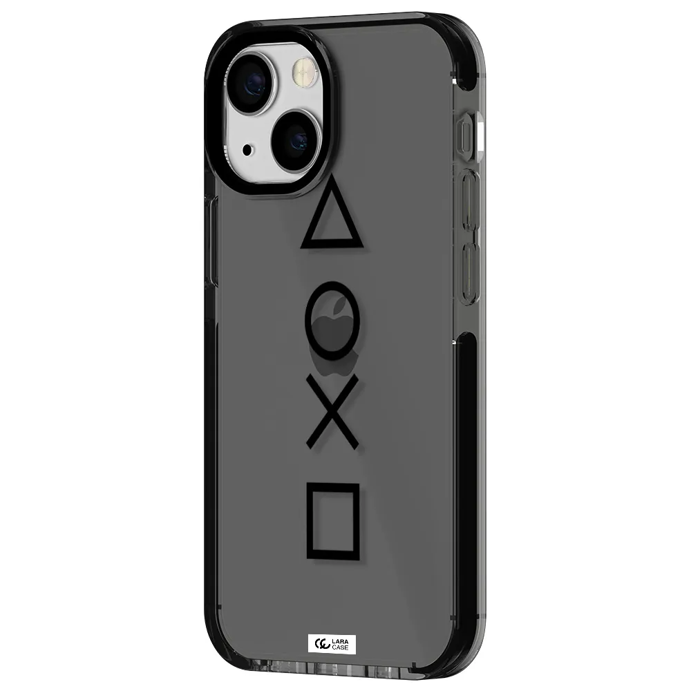 a black and white symbol Apple iPhone 15 impact Smoke Black Case