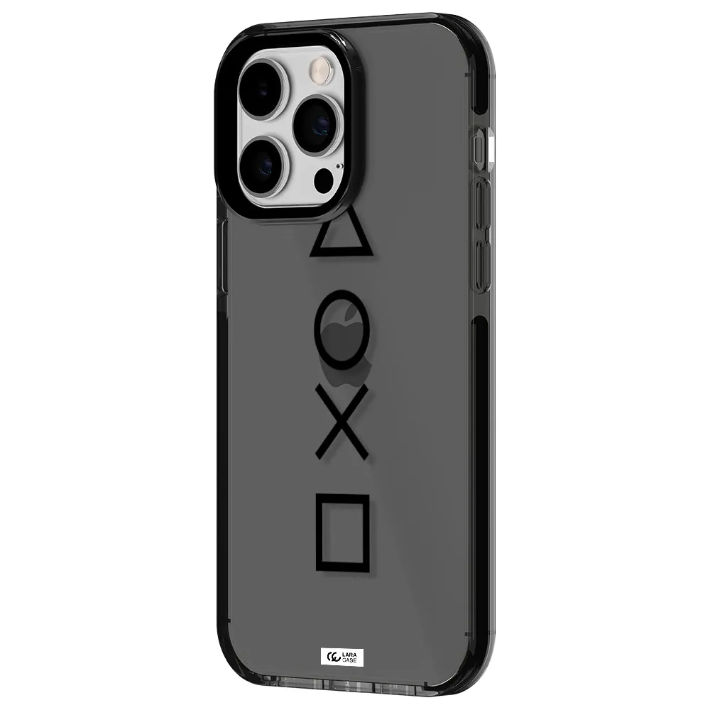 a black and white symbol Apple iPhone 15 Pro impact Smoke Black Case