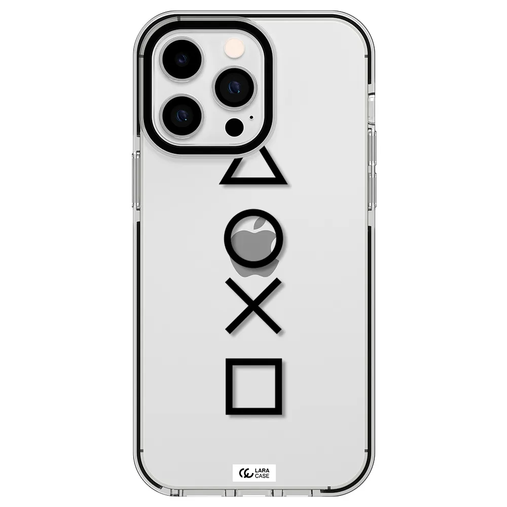 a black and white symbol Apple iPhone 15 Pro Max impact black border Case