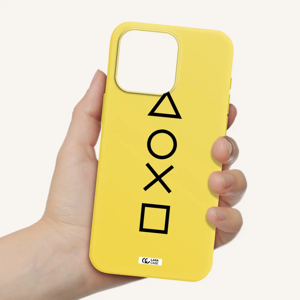 a black and white symbol Apple Iphone 15 Pro max Silicone canary yellow Case