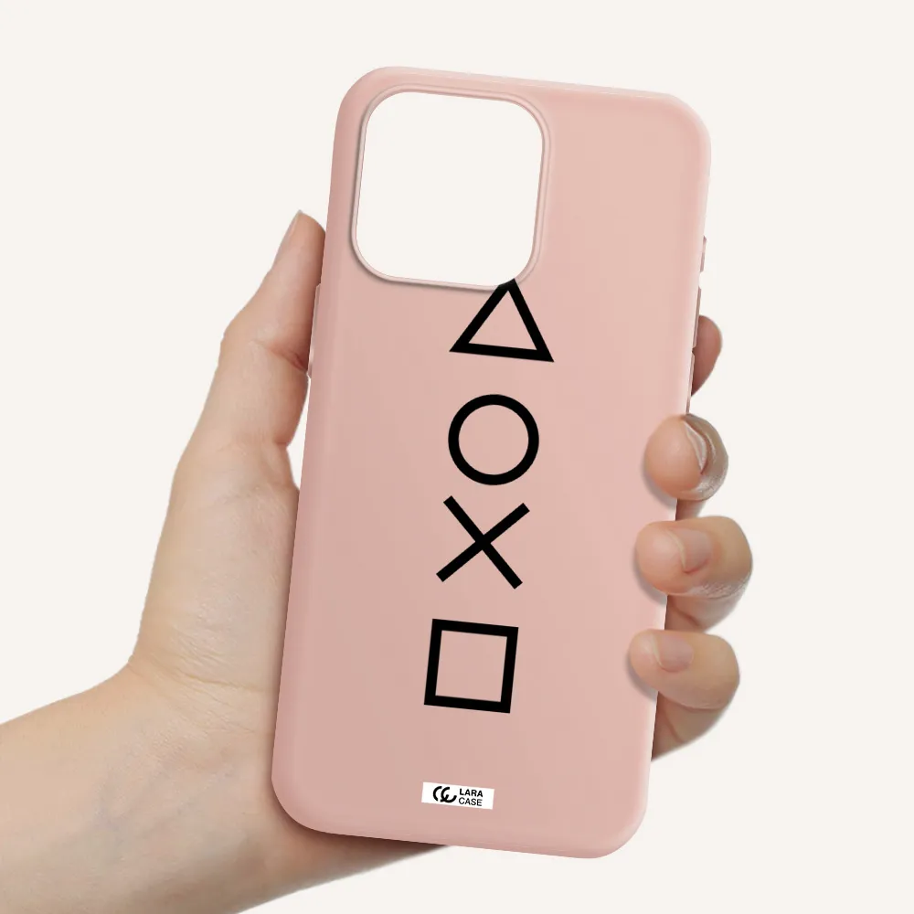 a black and white symbol Apple Iphone 15 Pro max Silicone pastel pink Case