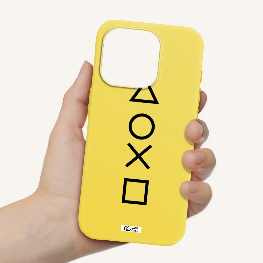 A Black And White Symbol Apple Iphone 15 Pro Silicone Canary Yellow Case