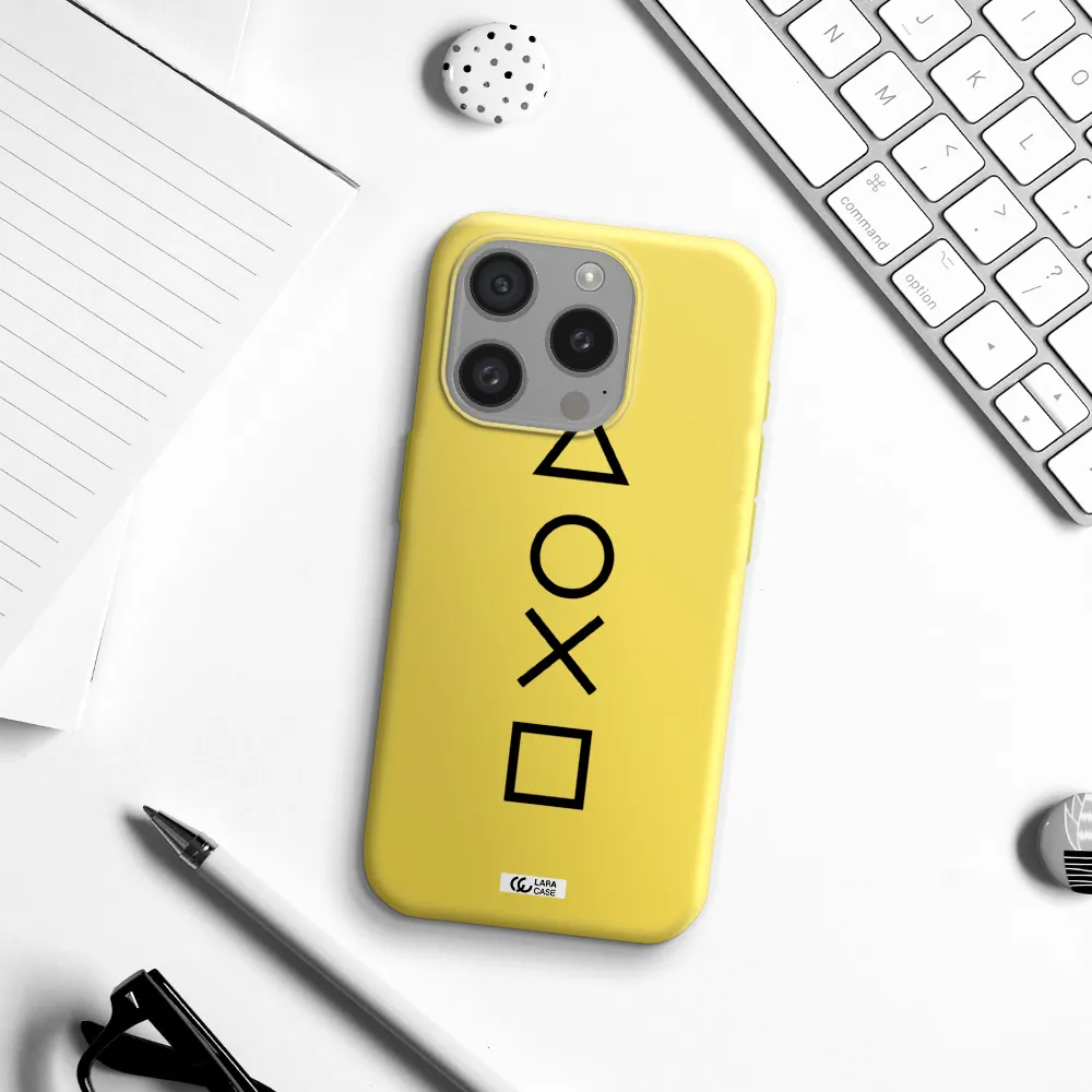 A Black And White Symbol Apple Iphone 15 Pro Silicone Canary Yellow Case