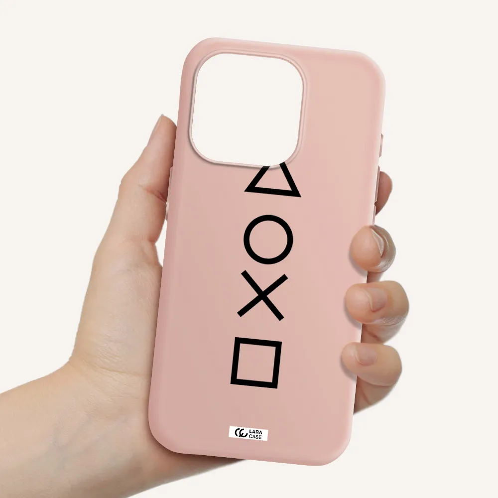 A Black And White Symbol Apple Iphone 15 Pro Silicone Pastel Pink Case