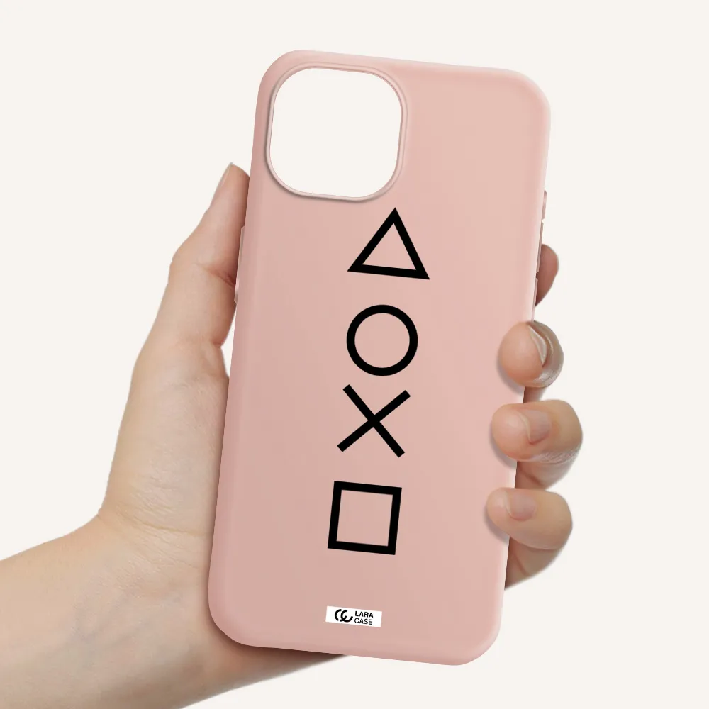 A Black And White Symbol Apple Iphone 15 Silicone Pastel Pink Case