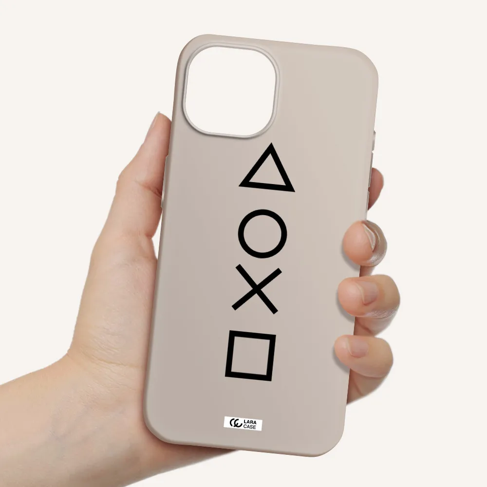 a black and white symbol Apple iPhone 15 Silicone Stone Case