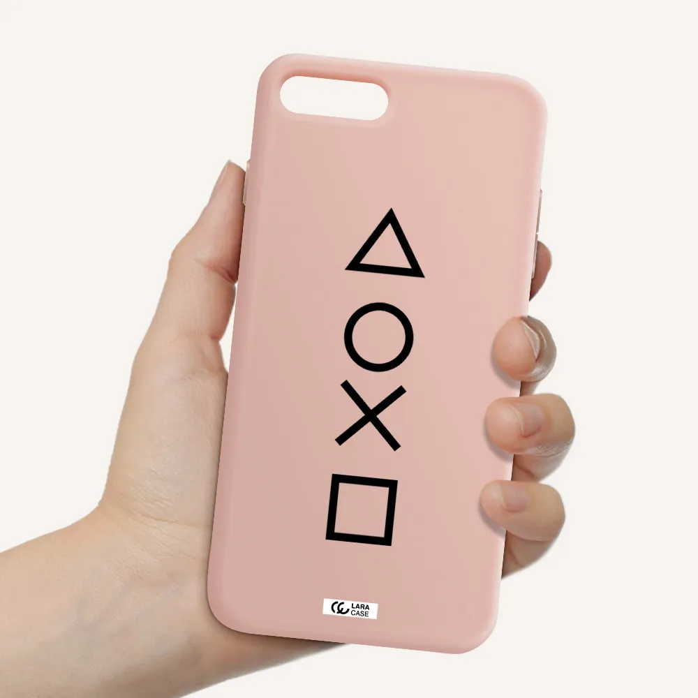 a black and white symbol Apple iPhone 7 plus Silicone pastel pink Case