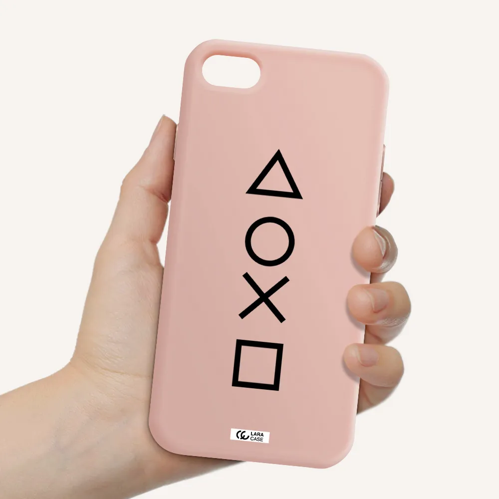 a black and white symbol Apple iPhone 7 Silicone pastel pink Case