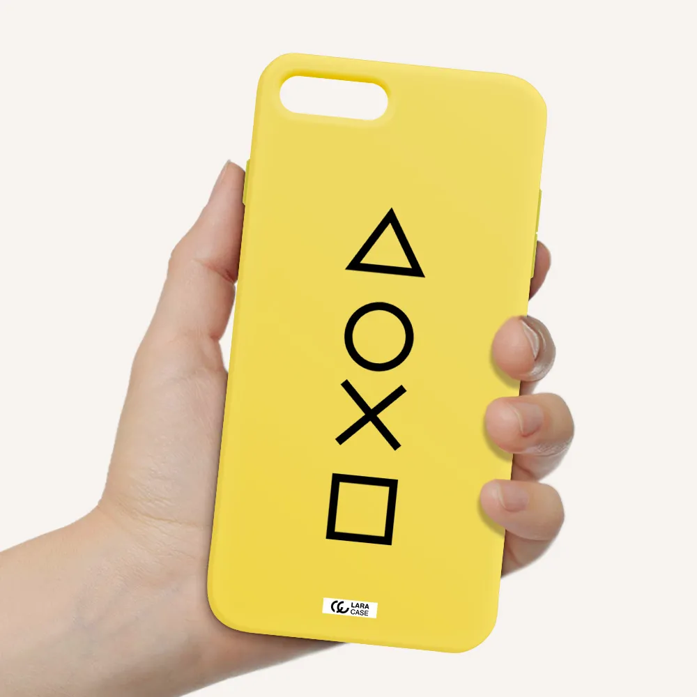 a black and white symbol Apple iPhone 8 plus Silicone canary yellow Case