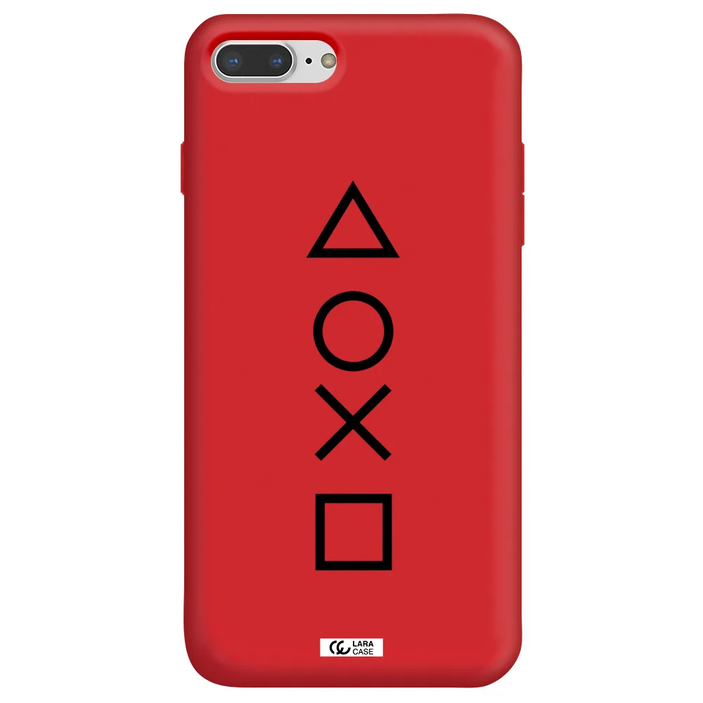 a black and white symbol Apple iPhone 8 plus Silicone Imperial Red Case