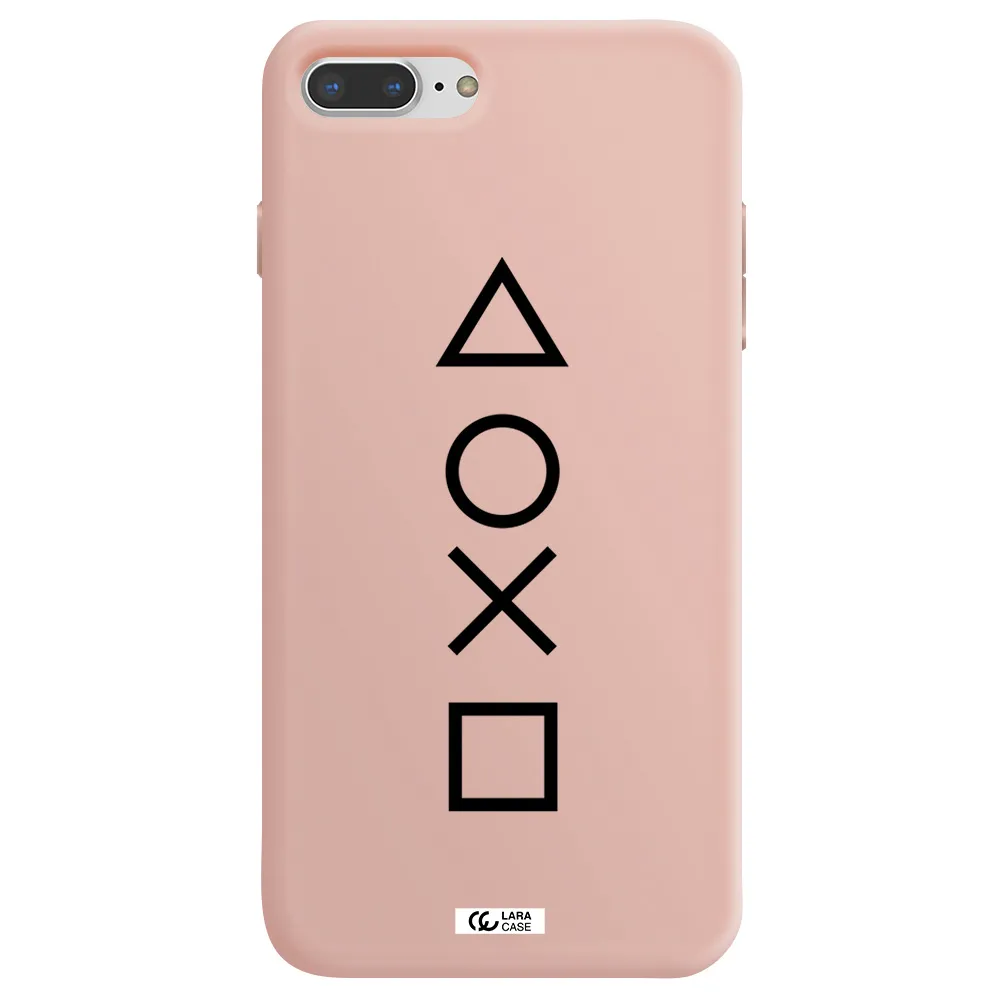 a black and white symbol Apple iPhone 8 plus Silicone pastel pink Case