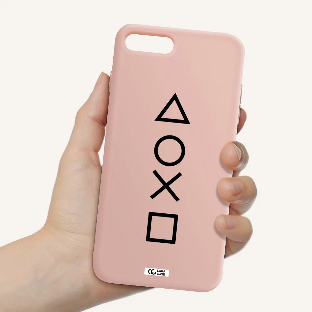 a black and white symbol Apple iPhone 8 plus Silicone pastel pink Case