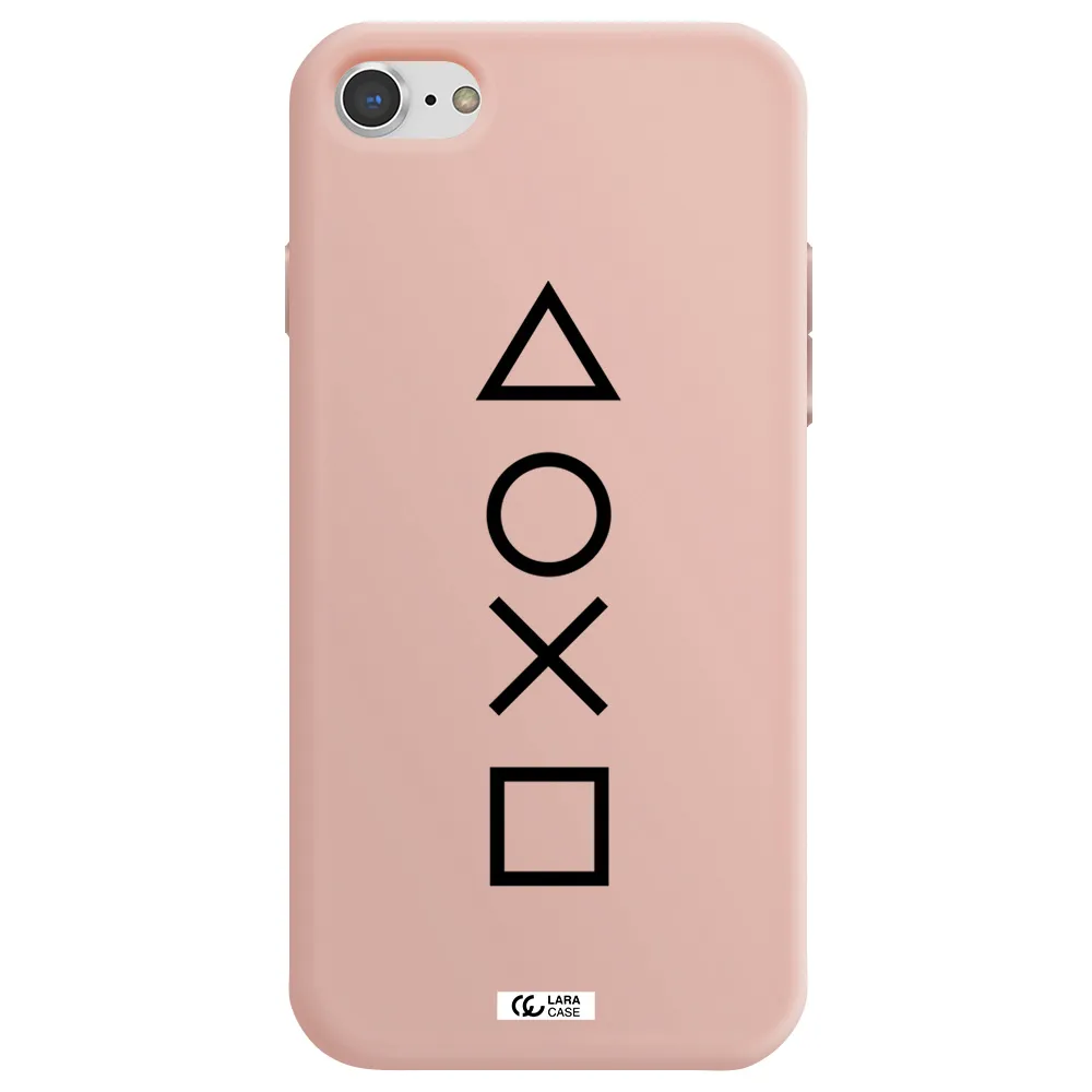 a black and white symbol Apple iPhone 8 Silicone pastel pink Case