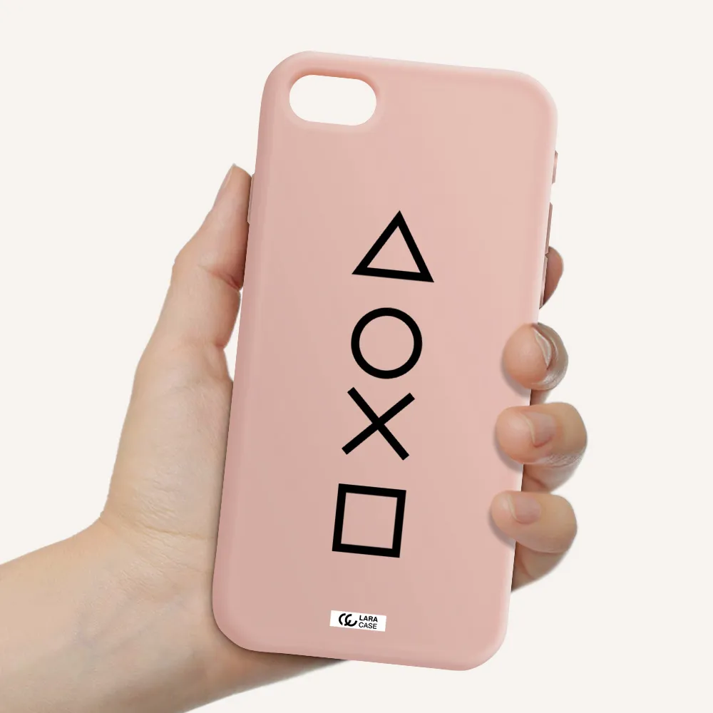 a black and white symbol Apple iPhone se 2020 Silicone pastel pink Case