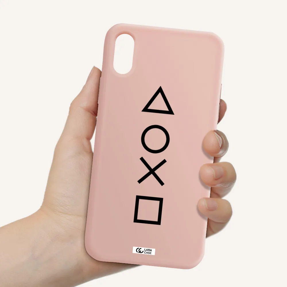 a black and white symbol Apple iPhone X Silicone pastel pink Case