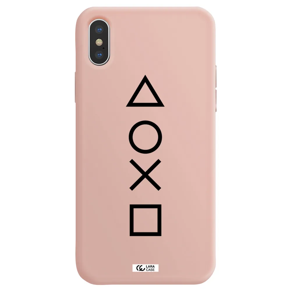 a black and white symbol Apple iPhone XS Silicone pastel pink Case