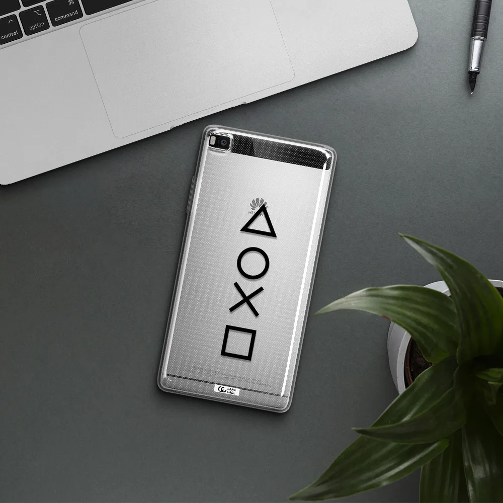 a black and white symbol Huawei P8 Clear TPU Case