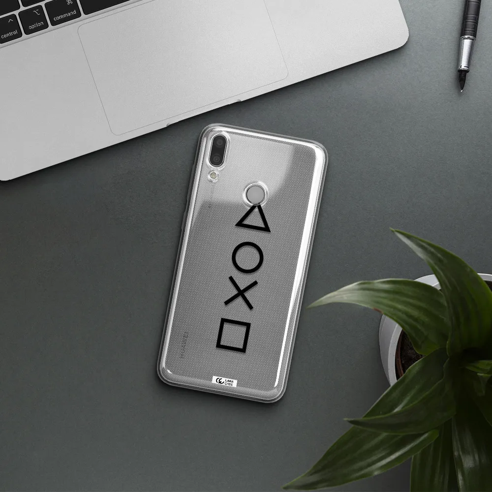 a black and white symbol Huawei Y7 2019 Clear TPU Case