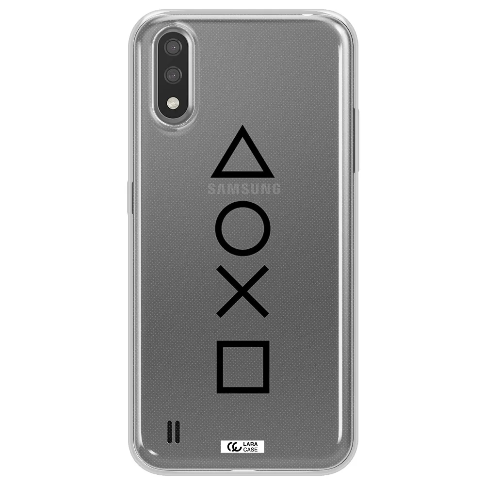 a black and white symbol Samsung A01 Clear TPU Case