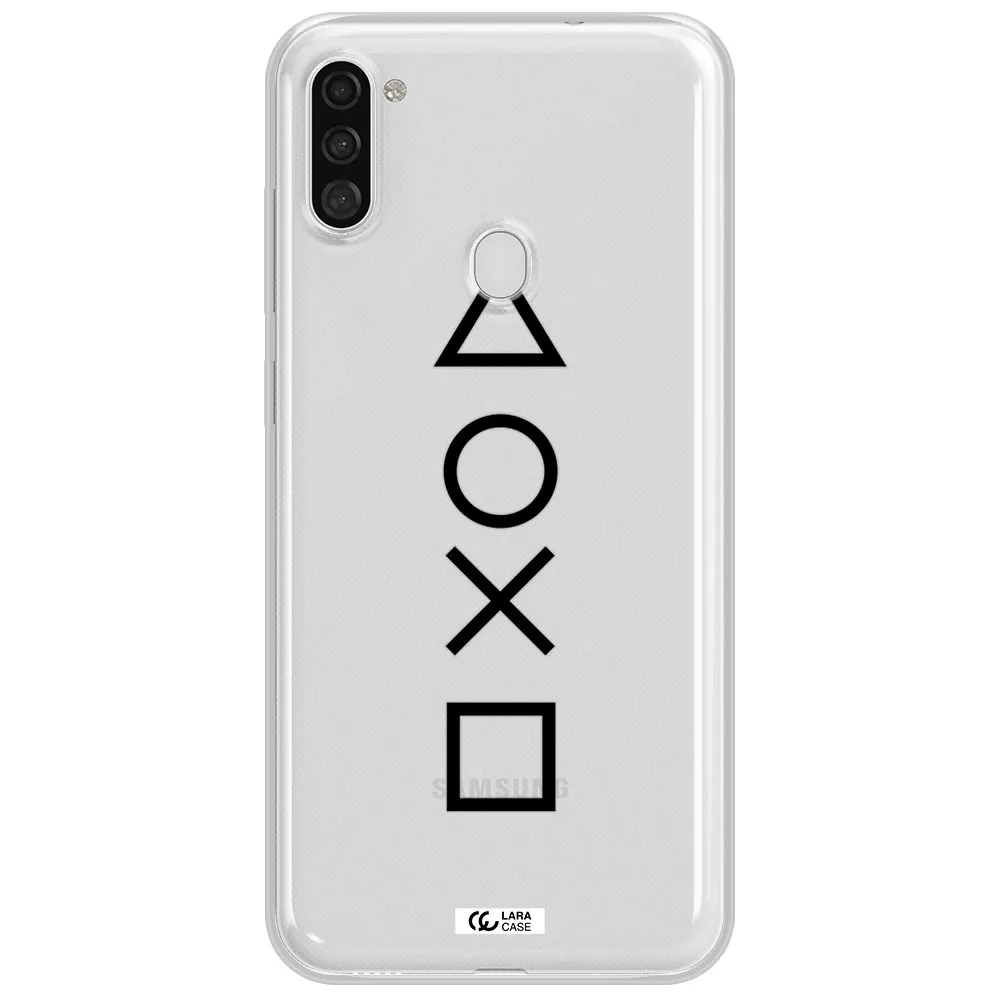 a black and white symbol Samsung A11 Clear TPU Case
