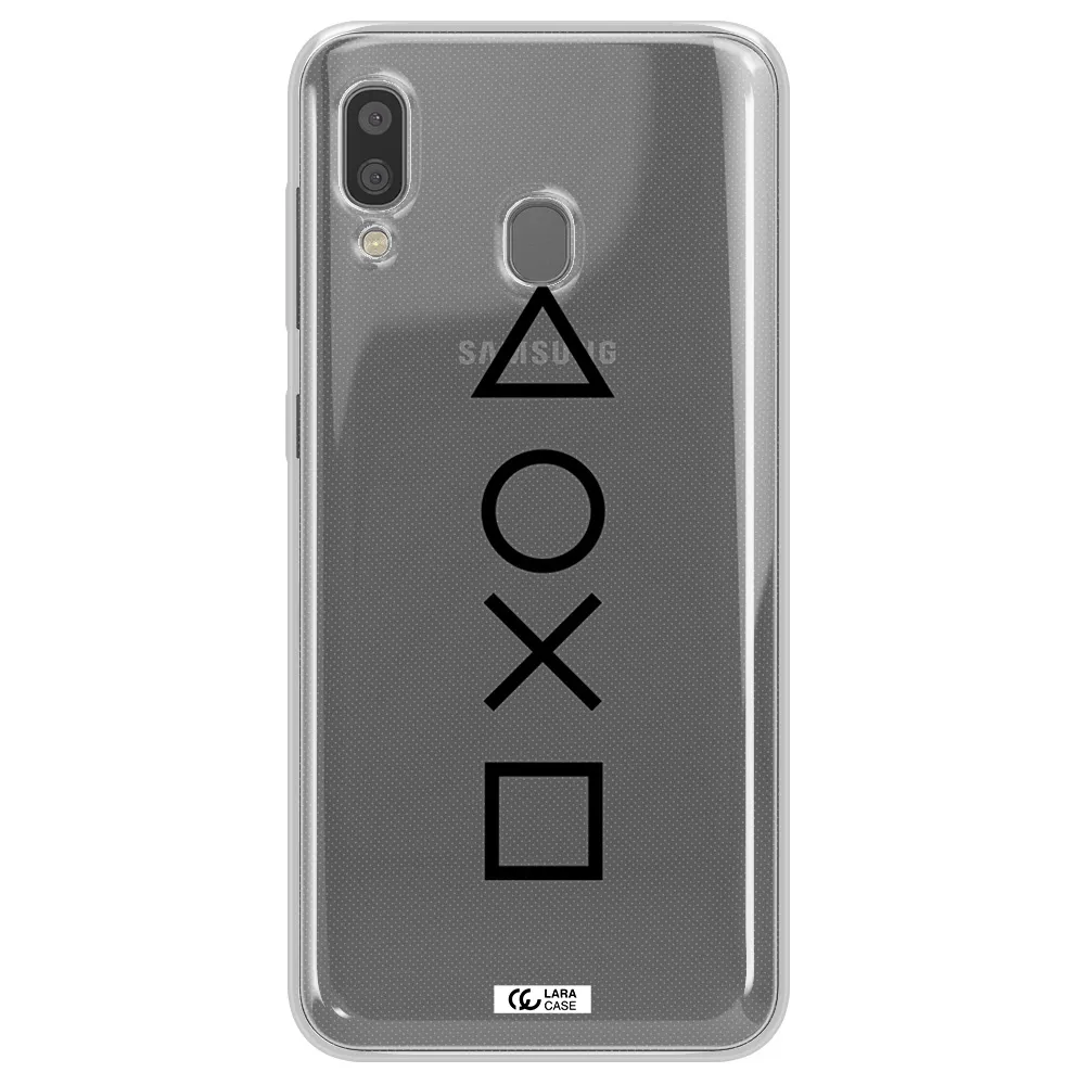 a black and white symbol Samsung A20 Clear TPU Case