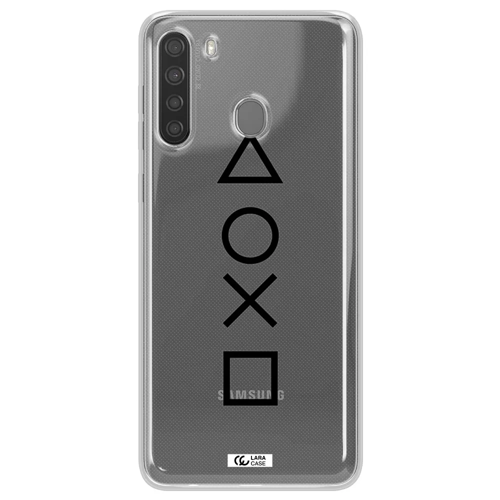 a black and white symbol Samsung A21 Clear TPU Case