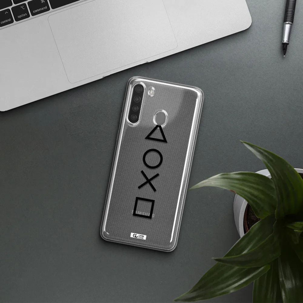 a black and white symbol Samsung A21 Clear TPU Case