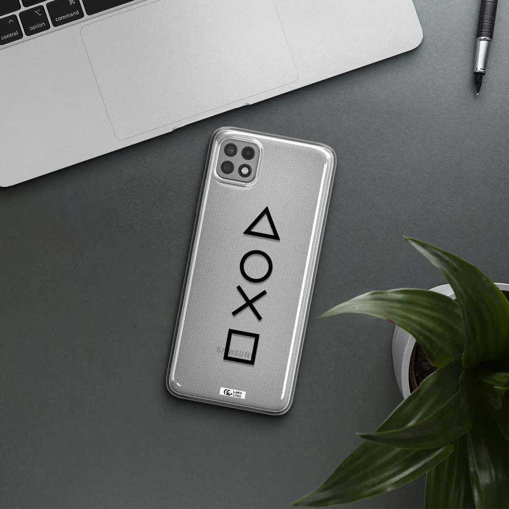 a black and white symbol Samsung A22 5g Clear TPU Case